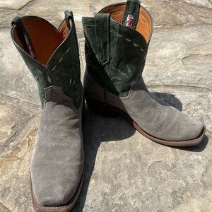 Rios of Mercedes Green and Gray Heeled Boots